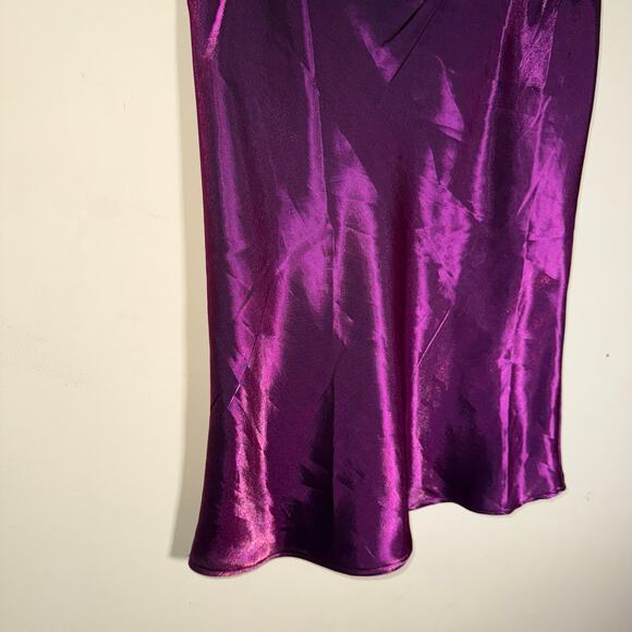 VINTAGE SWAT Y2K metallic party festival deep purple knee length skirt XL - Picture 3 of 5